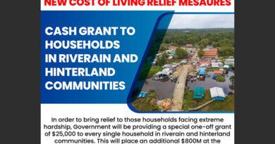 ,000 per household for riverine, hinterland communities   – Guyana Chronicle
