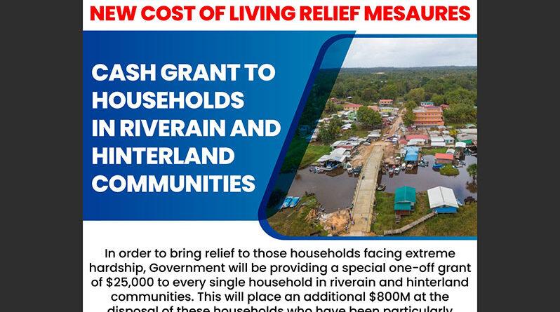 ,000 per household for riverine, hinterland communities   – Guyana Chronicle